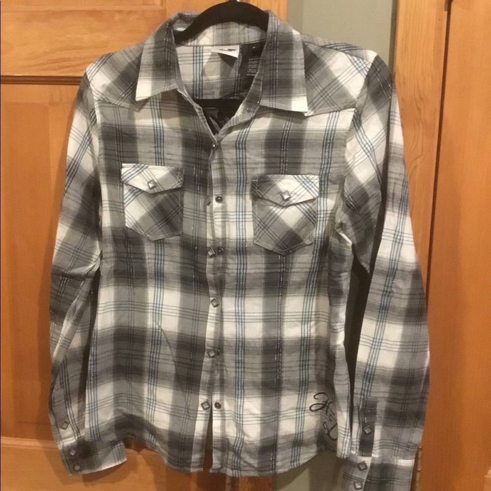 Harley long sleeve embroidered shirt